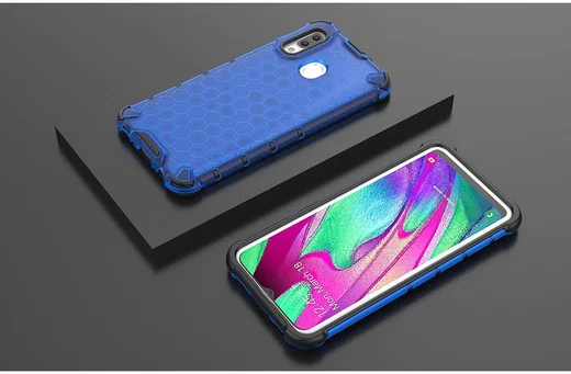 Samsung Galaxy A40 Hybride Honinggraat Hoesje Transparant Blauw afbeelding 3