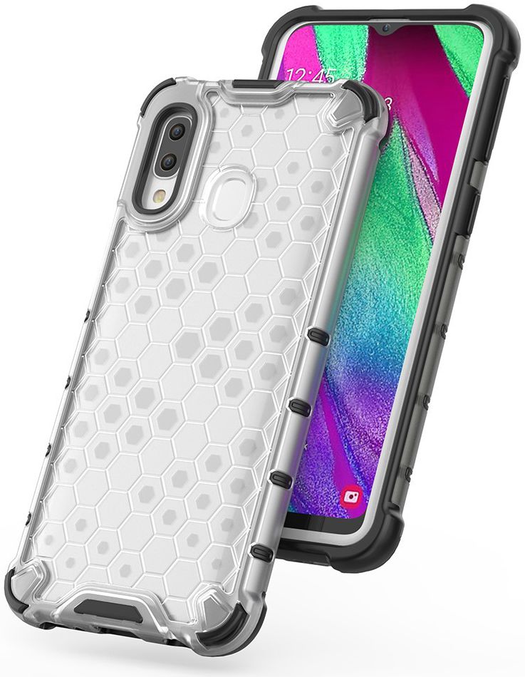Samsung Galaxy A40 Hybride Honinggraat Hoesje Transparant Blauw afbeelding 4