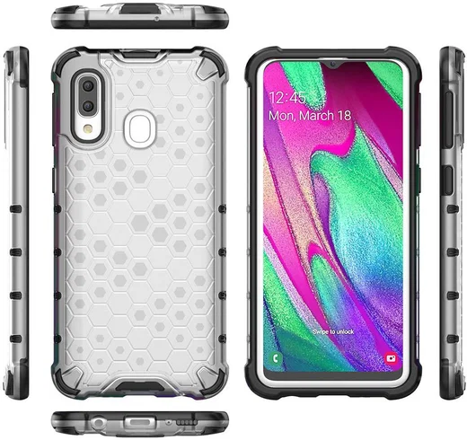 Samsung Galaxy A40 Hybride Honinggraat Hoesje Transparant Blauw afbeelding 5