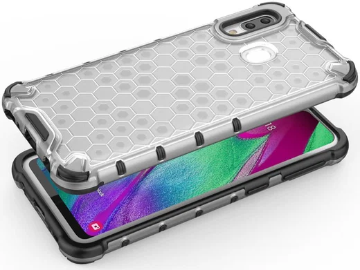 Samsung Galaxy A40 Hybride Honinggraat Hoesje Transparant Blauw afbeelding 6