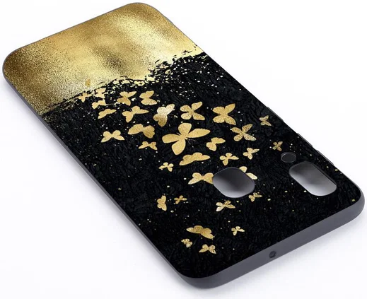 Samsung Galaxy A40 TPU Hoesje met Gouden Vlinder Print afbeelding 3