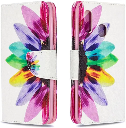 Samsung Galaxy A20E Portemonnee Hoesje met Bloem Print afbeelding 5