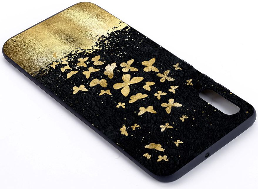 Samsung Galaxy A70 TPU Hoesje met Gouden Vlinder Print afbeelding 2