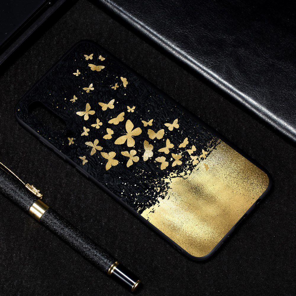 Samsung Galaxy A70 TPU Hoesje met Gouden Vlinder Print afbeelding 4