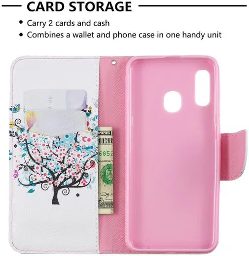 Samsung Galaxy A20E Portemonnee Hoesje met Tree Print afbeelding 2
