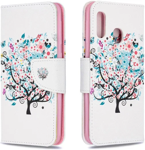 Samsung Galaxy A20E Portemonnee Hoesje met Tree Print afbeelding 5
