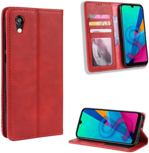 Huawei Y5 2019 Vintage Portemonnee Hoesje Rood afbeelding 1