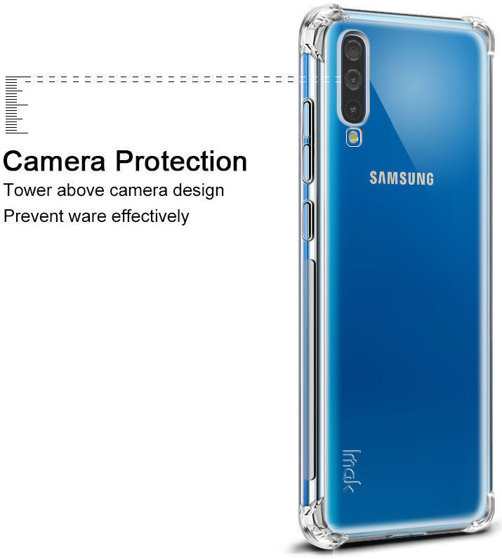 IMAK Samsung Galaxy A70 Hoesje TPU met Screenprotector Transparant afbeelding 9