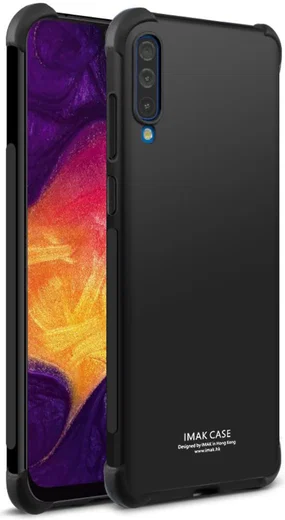 IMAK Samsung Galaxy A70 Hoesje TPU met Screenprotector Metaal Zwart afbeelding 2