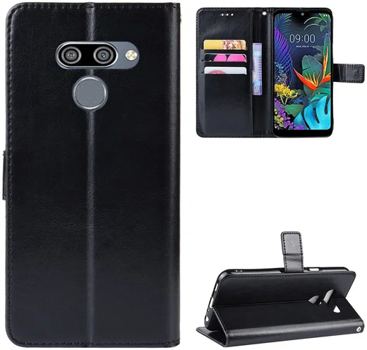LG Q60 Bookcase Hoesje Met Pasjes Zwart afbeelding 5
