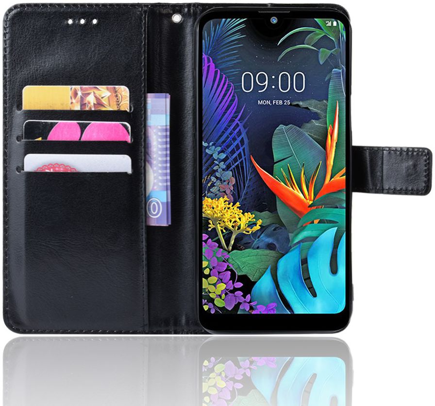 LG Q60 Bookcase Hoesje Met Pasjes Zwart afbeelding 1