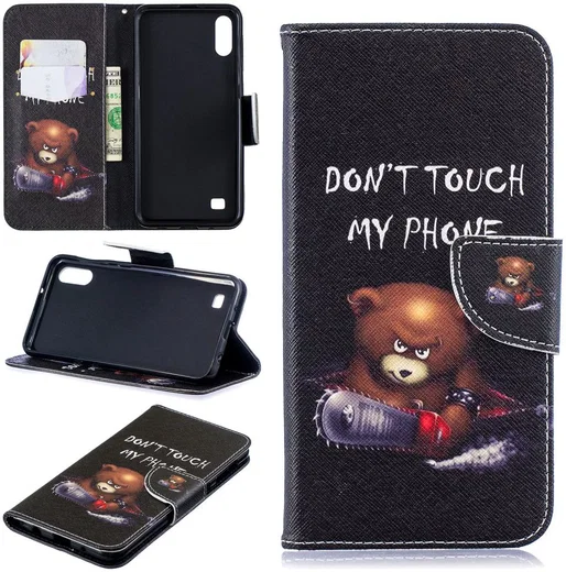 Samsung Galaxy A10 Portemonnee Hoesje met Print Don't Touch My Phone afbeelding 5