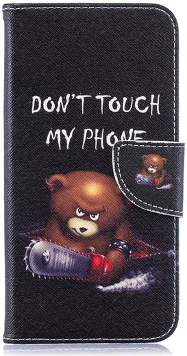 Samsung Galaxy A10 Portemonnee Hoesje met Print Don't Touch My Phone afbeelding 3
