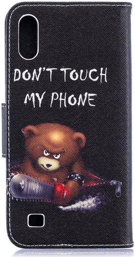 Samsung Galaxy A10 Portemonnee Hoesje met Print Don't Touch My Phone afbeelding 4