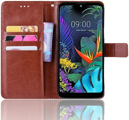 LG Q60 Bookcase Hoesje Met Pasjes Bruin afbeelding 5