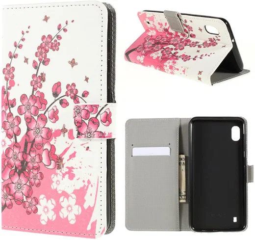 Samsung Galaxy A10 Lederen Portemonnee Hoesje met Bloemen Print afbeelding 3