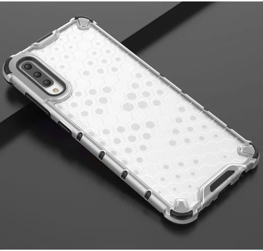Samsung Galaxy A70 Hybride Hoesje met Honinggraat Patroon Wit afbeelding 2
