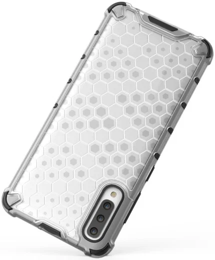 Samsung Galaxy A70 Hybride Hoesje met Honinggraat Patroon Wit afbeelding 8