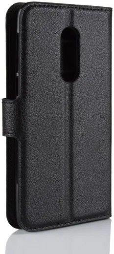 Alcatel 3 Litchi Skin Portemonnee Hoesje Zwart afbeelding 3