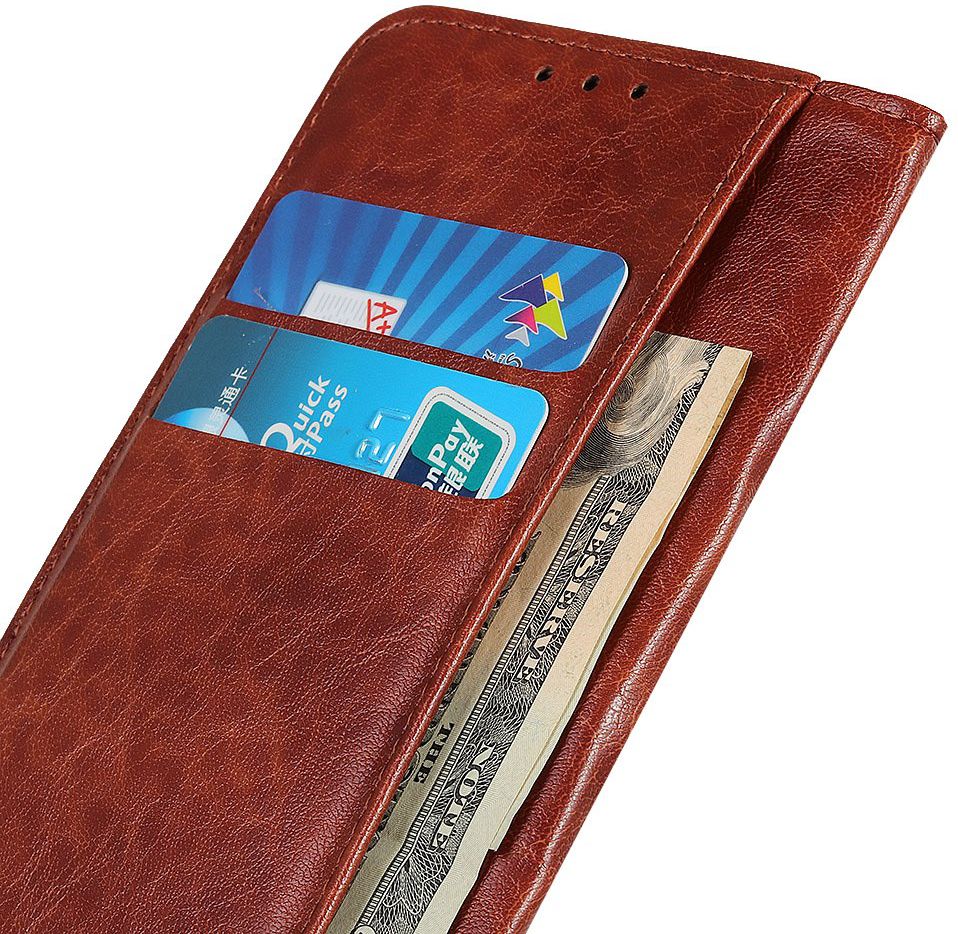LG Q60 Portemonnee Hoesje Bruin afbeelding 4