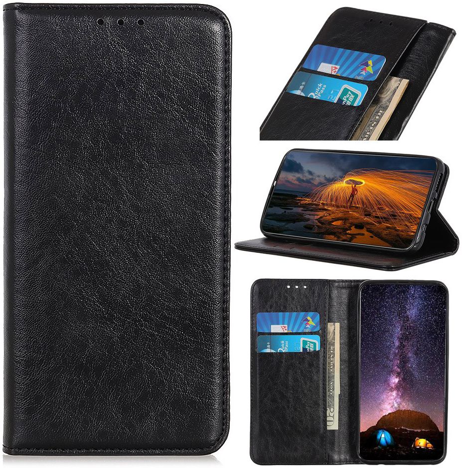 LG Q60 Portemonnee Hoesje Zwart afbeelding 1
