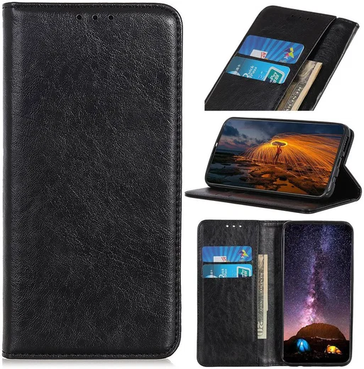 LG Q60 Portemonnee Hoesje Zwart afbeelding 1