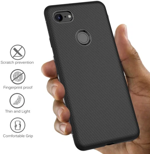Google Pixel 3A Twill Slim Texture Back Cover Zwart afbeelding 2