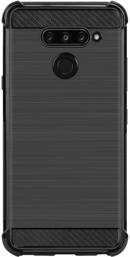 IMAK Vega Series LG Q60 Hoesje Schokbestendig Geborsteld TPU Zwart afbeelding 2