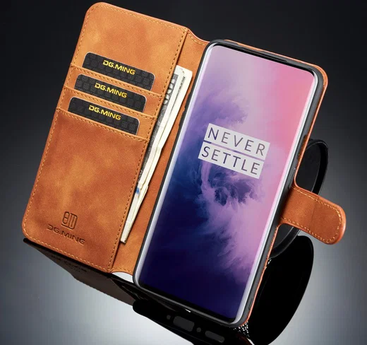 OnePlus 7 Pro Portemonnee Hoesje Bruin afbeelding 9