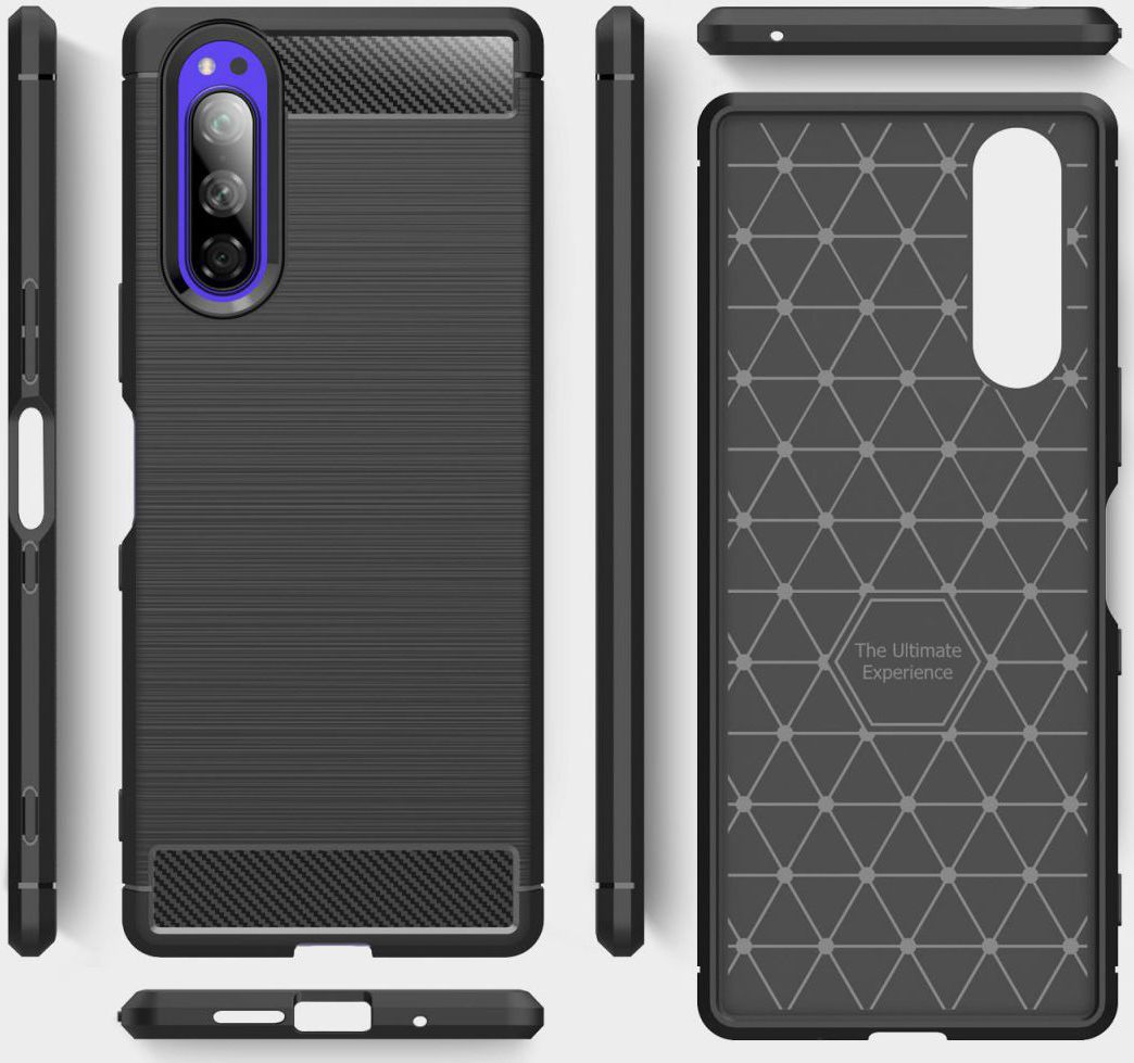 Sony Xperia 5 Geborsteld TPU Hoesje Zwart afbeelding 6