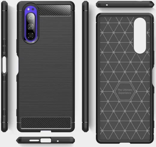 Sony Xperia 5 Geborsteld TPU Hoesje Zwart afbeelding 6