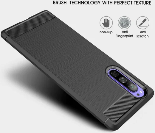 Sony Xperia 5 Geborsteld TPU Hoesje Zwart afbeelding 8