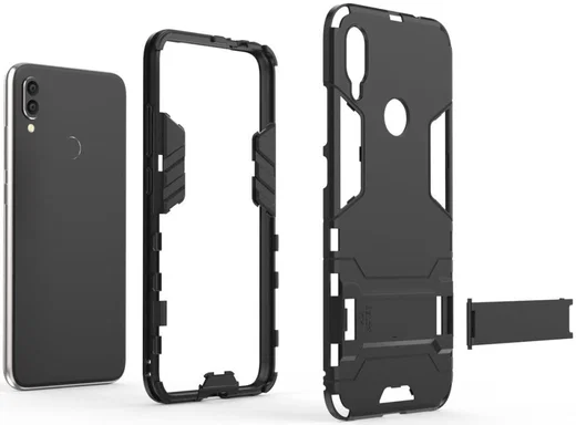 Redmi Note 7 Hoesje Hybride met Stand Zwart afbeelding 6