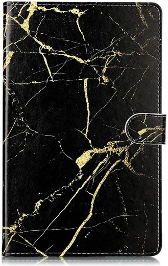 Samsung Galaxy Tab A 10.1 (2019) Book Hoes met Marmer Print Zwart afbeelding 3