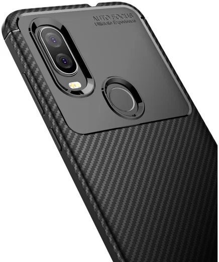 Motorola One Vision Siliconen Carbon Hoesje Zwart afbeelding 5