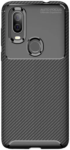 Motorola One Vision Siliconen Carbon Hoesje Zwart afbeelding 7