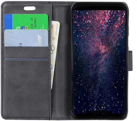 Motorola One Vision Retro Portemonnee Hoesje Zwart afbeelding 1