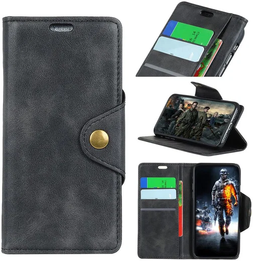 Motorola One Vision Vintage Portemonnee Hoesje Zwart afbeelding 8
