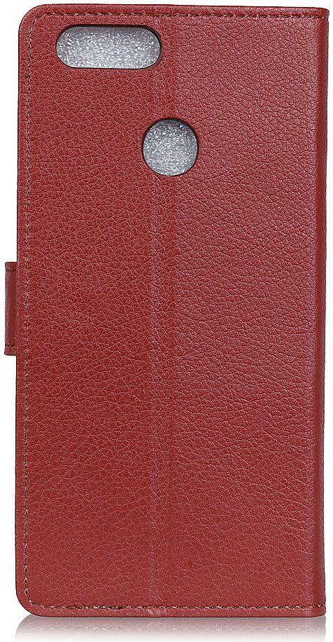 Alcatel 1S (2019) Litchi Skin Portemonnee Hoesje Bruin afbeelding 3