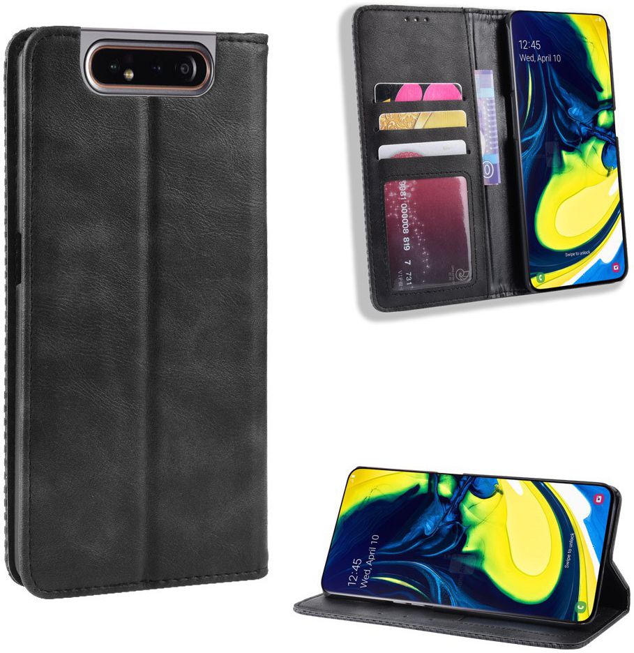 Samsung Galaxy A80 Vintage Portemonnee Hoesje Zwart afbeelding 7