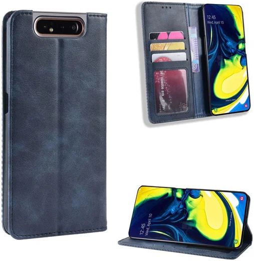 Samsung Galaxy A80 Vintage Portemonnee Hoesje Blauw afbeelding 7