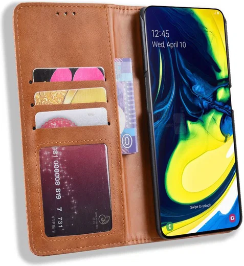 Samsung Galaxy A80 Vintage Portemonnee Hoesje Bruin afbeelding 2