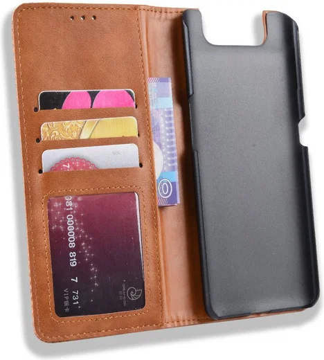 Samsung Galaxy A80 Vintage Portemonnee Hoesje Bruin afbeelding 4