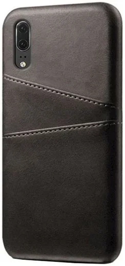Huawei P30 Back Cover met Kunstlederen Coating Zwart afbeelding 1