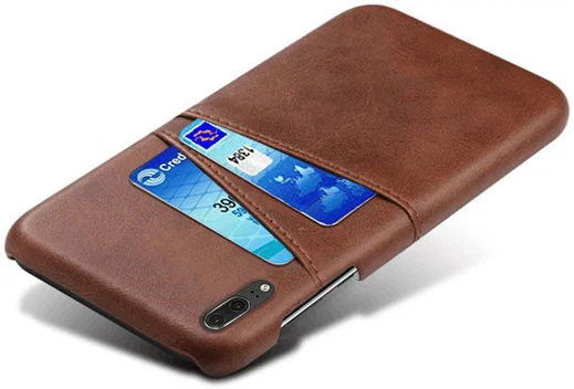 Huawei P30 Back Cover met Kunstlederen Coating Donkerbruin afbeelding 2