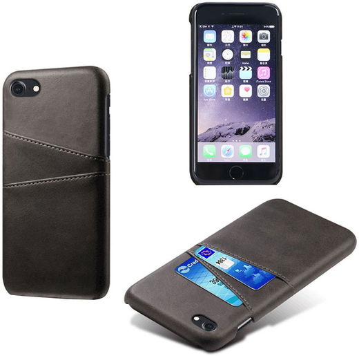 Apple iPhone SE 2020/2022 Back Cover Kunstlederen Coating Zwart afbeelding 3