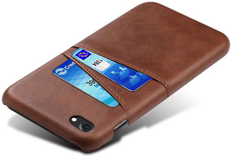 Apple iPhone SE 2020/2022 Back Cover Kunstlederen Coating Donkerbruin afbeelding 2