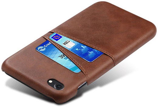 Apple iPhone SE 2020/2022 Back Cover Kunstlederen Coating Donkerbruin afbeelding 2