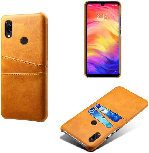 Xiaomi Redmi Note 7 Back Cover met Kunstlederen Coating Bruin afbeelding 3
