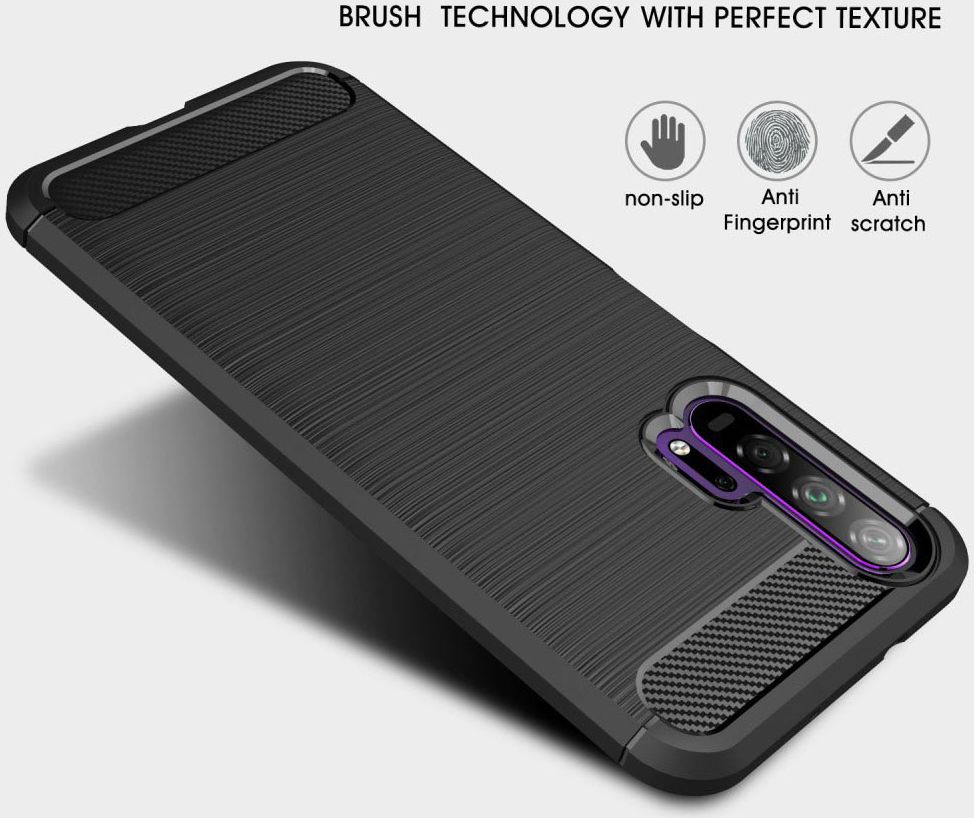 Huawei Honor 20 Pro Geborsteld TPU Hoesje Zwart afbeelding 4
